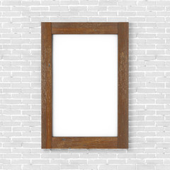 Blank Wooden Poster Photo Frame. 3d Rendering