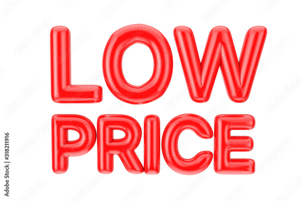 Poster red balloon low price sign. 3d rendering