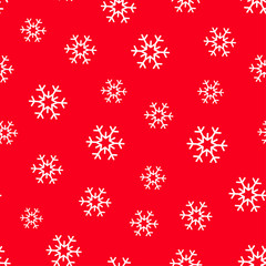 White snowflakes on red seamless vector pattern