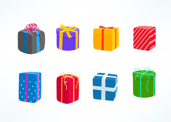 Color gift boxes vector clipart isolated on white