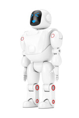 White Futuristic Cartoon Toy Robot. 3d Rendering