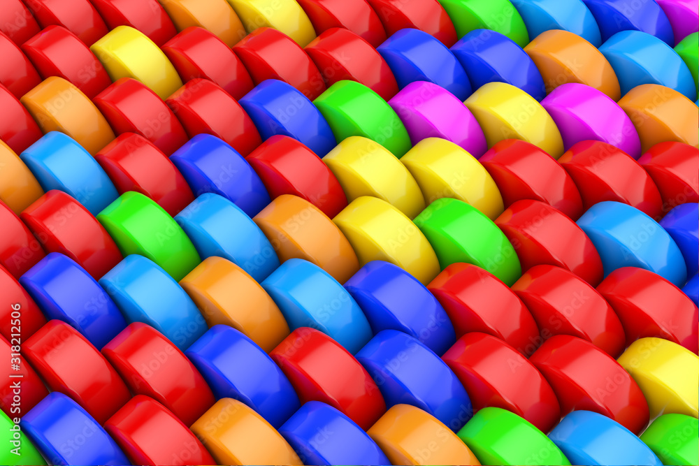 Aufkleber colourful rainbow abstract cylinders background texture. 3d rendering