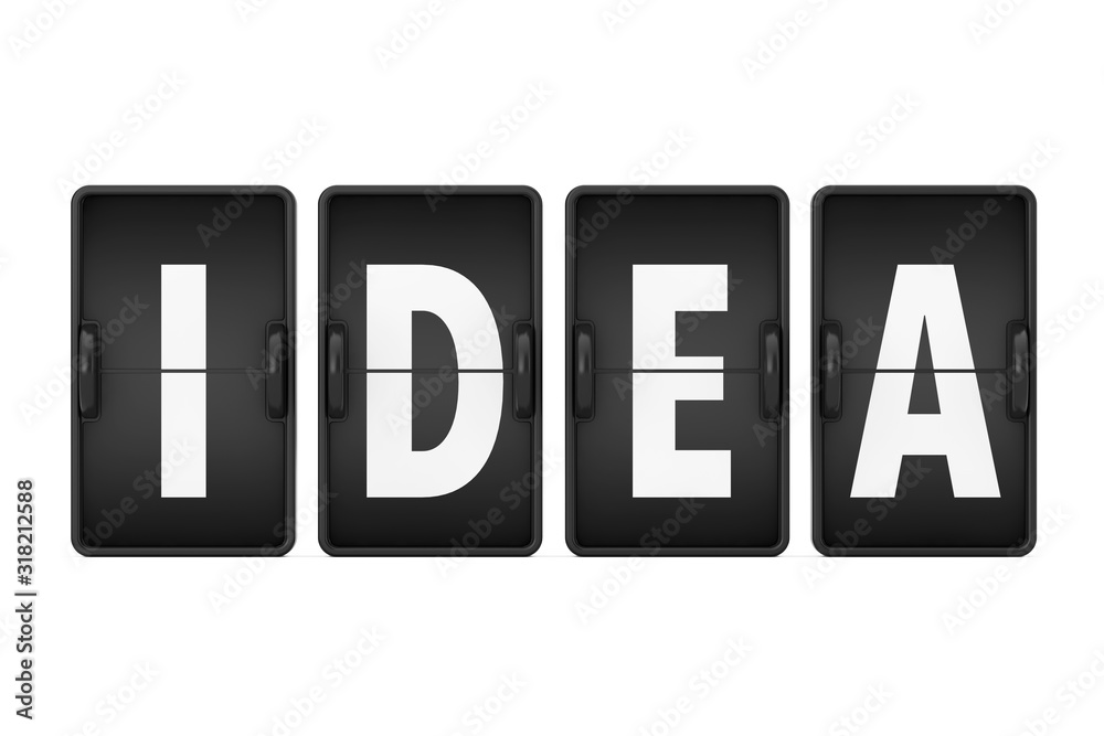 Poster idea sign as flip countdown mechanical airport board. 3d rendering