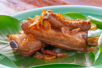 Delicious Chinese cuisine, onion and pork ribs