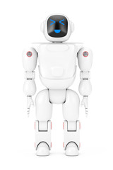 Obraz na płótnie Canvas White Futuristic Cartoon Toy Robot. 3d Rendering