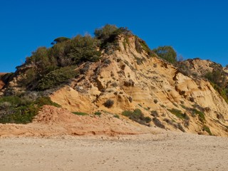Beautiful beach Praia da Oura in Albufeira at the blue Atlantic ocean