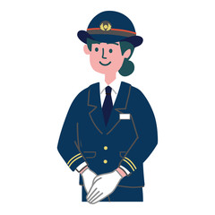 駅員　女性　車掌　立っている