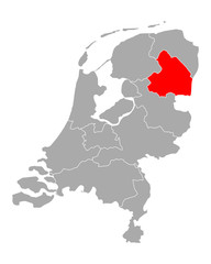 Karte von Drente in Niederlande