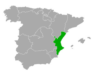 Karte von Valencia in Spanien