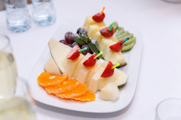 Fruit on a plate. Food concept. 