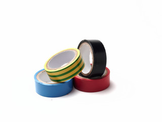 Isolated objects on a white background, a set of colored electrical tape