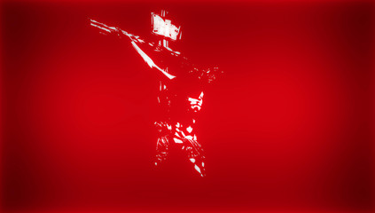 Jesus Christ on the cross on a red background