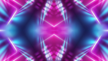 Dark abstract futuristic background. Neon glow, light lines, shapes. UV light.