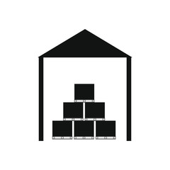 vector icon, warehouse of goods with pallets