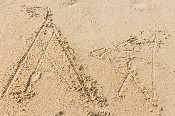 Wigwam and a man drowning aka petroglyph style