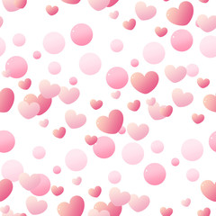 グラデーションハート　シームレスパターン　ピンクボール
