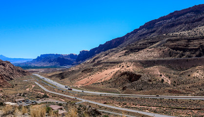 Car in the Road in Arches National Park, USA