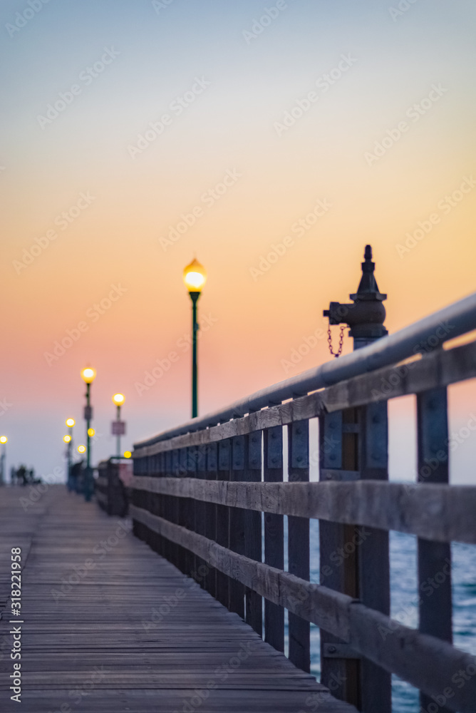 Canvas Prints A view of the Huntington Beach Pier at sunset California