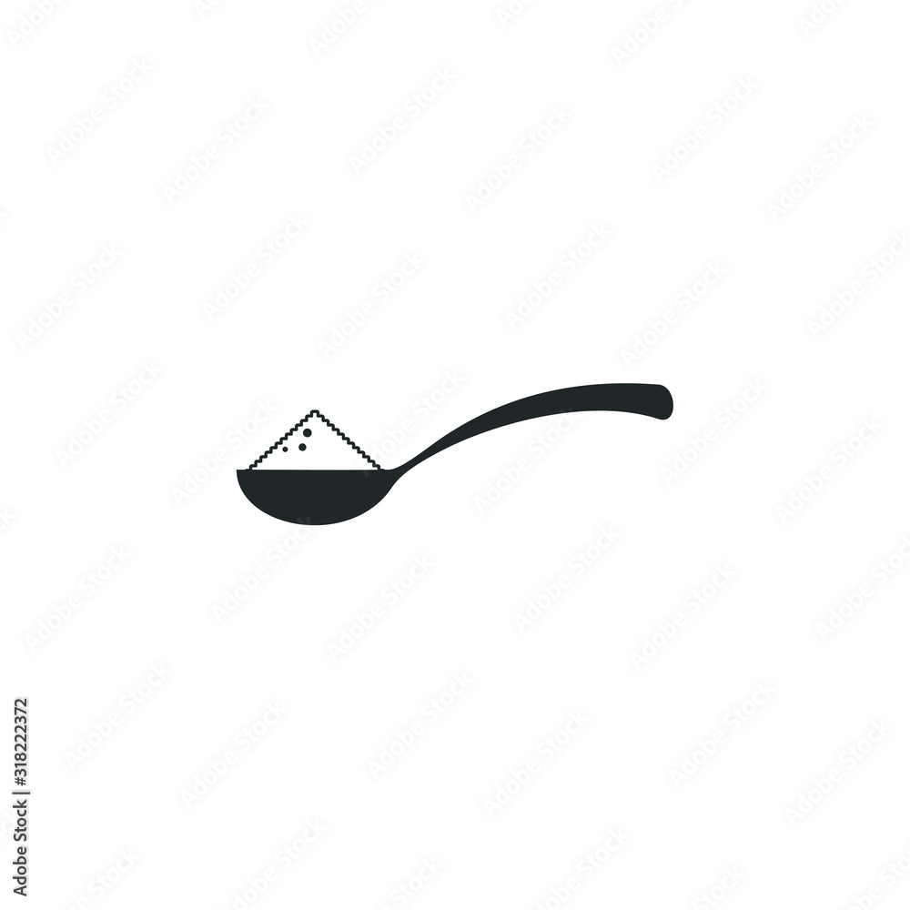 Poster spoon with content icon template color editable. tea spoon with sugar, salt, flour or other symbol v