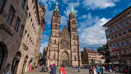 Main facade of the Gothic cathedral of Saint Lawrence, Nuremberg