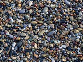 Pebbles on a beach at Ligurian sea