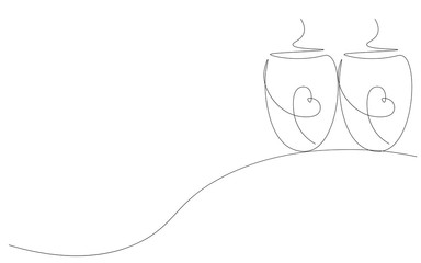 Valentines day background heart one line drawing vector illustration	