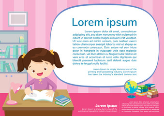 back to school children girl learning poster