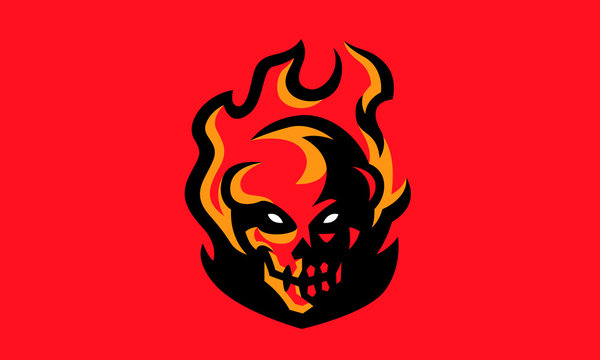 Skull Fire Esports Mascot Logo Design-01