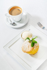 roasted apple with cottage cheese and honey