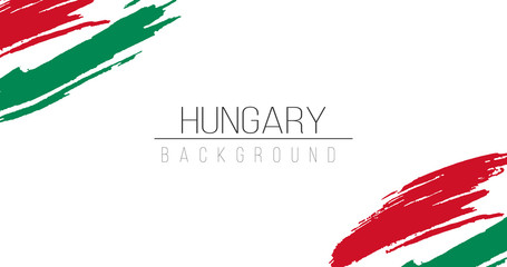 Hungary flag brush style background with stripes. Stock vector illustration isolated on white background.