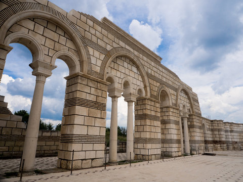 Ancient ruins of Pliska, the capital of the First Bulgarian Empire.