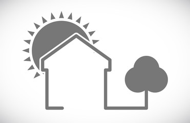 house sun tree icon