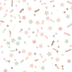 Sprinkle Cupcake Donut Topping. Seamless Pattern 