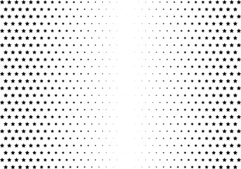 Abstract halftone dotted background. Monochrome pattern with stars.  Vector modern futuristic texture for posters, sites, business cards, postcards, labels and stickers. Design mock-up layout.