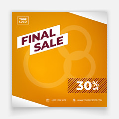 Fototapeta premium editable social media post template for shoes fashion promotion banner. flash sale banner in red yellow color. orange color advertising frame photo vector illustration