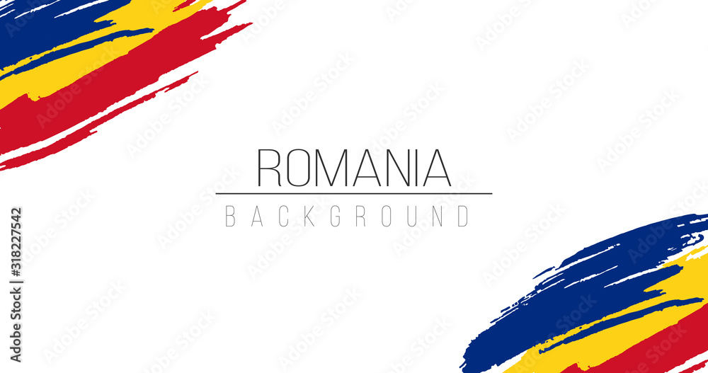 Wall mural romania flag brush style background with stripes. stock vector illustration isolated on white backgr