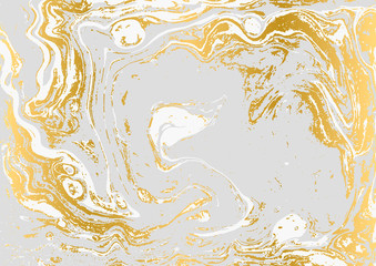 Minimalistic gold and gray marble pattern. Agate background.