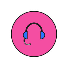 vector icon, in the form of headphones with microphone