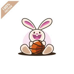 Basketball ball with easter rabbit vector illustration