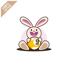 Billiard 9 ball with easter rabbit vector illustration