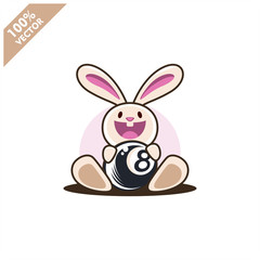 Billiard 8 ball with easter rabbit vector illustration