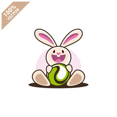 Tennis ball with easter rabbit vector illustration