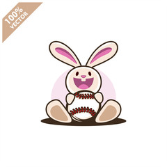 Baseball ball with easter rabbit vector illustration