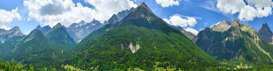 Panoramic view of summer mountains