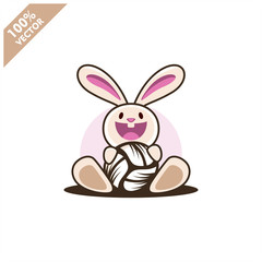 Volleyball ball with easter rabbit vector illustration