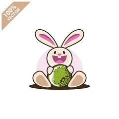 Golf ball with easter rabbit vector illustration