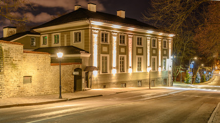 Fototapeta premium Night city view Tallinn Estonia