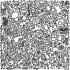 Obraz premium People and things doodles Hand painted