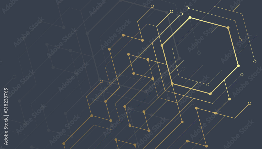 Poster abstract lines and dots connect background. technology connection digital data and big data concept.