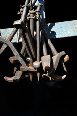 old  iron industrial tools on a background